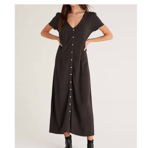 NEW Z SUPPLY irene midi dress in black medium - Picture 1 of 8